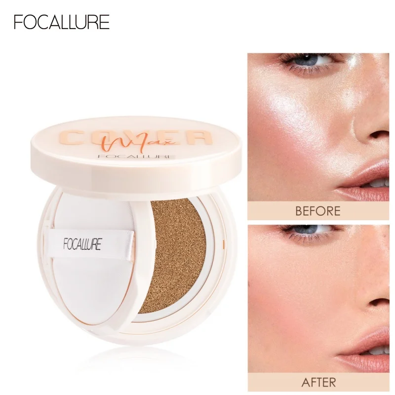 Wholesale FOCALLURE Full Coverage Oil-control Foundation Waterproof BB Cushion Cream Flawless Finish Makeup Air Cushion Cosmetic