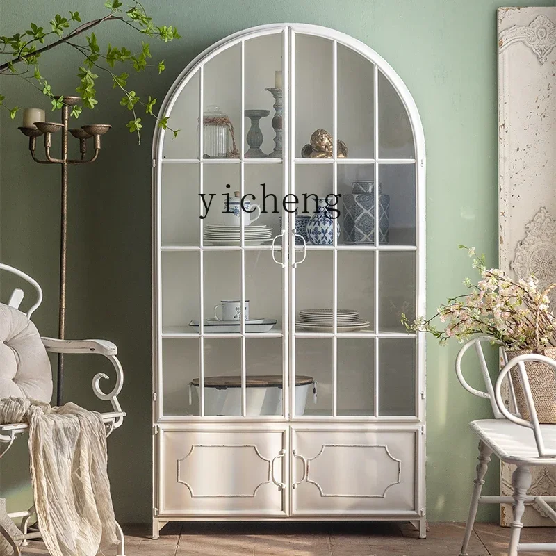 zz النمط الأمريكي الحديد الخشب الصلب المنزل ليغو تخزين خزانة الكتب جدار خزانة مشروبات B & B خزانة اليد #2