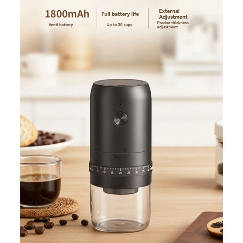 ABNO-портативная электрическая кофемолка с 40 передачами и регулировкой одной кнопкой, перезаряжаемый через USB домашний уличный блендер