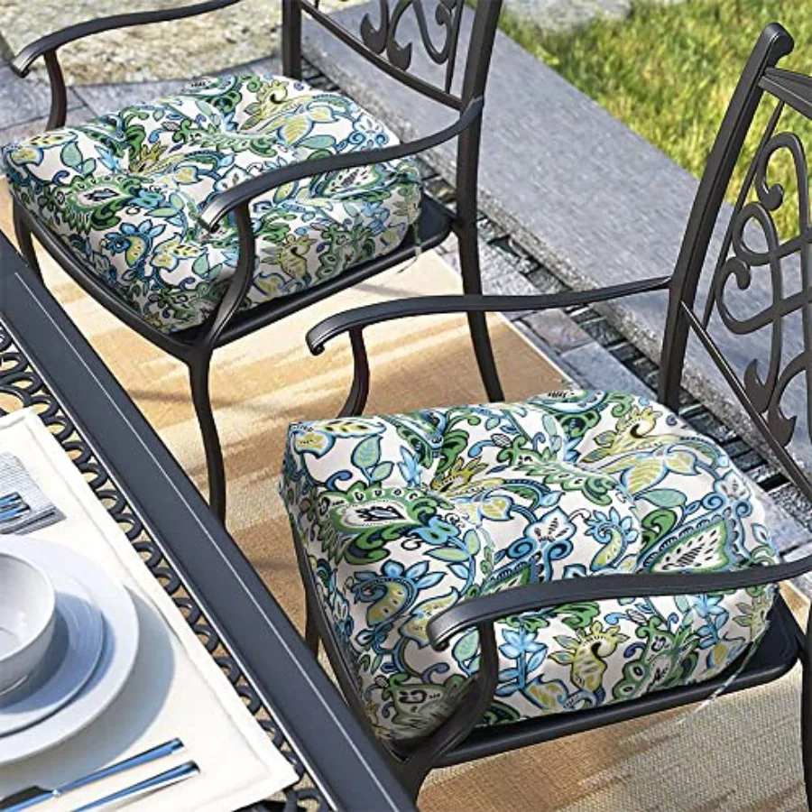 

Outdoor/Indoor Tufted Seat Cushion with Ties Set of 2 19"x19" Waterproof Patio Chair Pads Tatami Floor Pillow for Room Garden B
