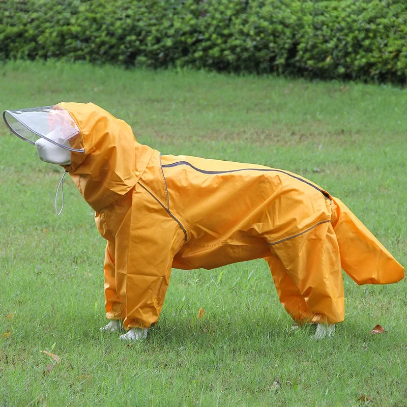 

Big Dog Raincoat with Fully Wrapped Adhesive Four Legged Hood Medium Dog Pet Raincoat Golden Retriever Alaskan Bag Tail Raincoat