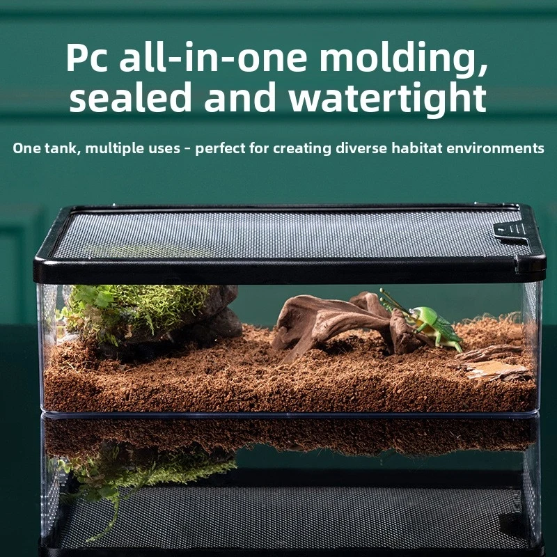 Reptile Breeding Box - Escape-Proof Terrarium for Pacman Frog, Corn Snake & Turtle, Stackable Ventilated Clear Tank