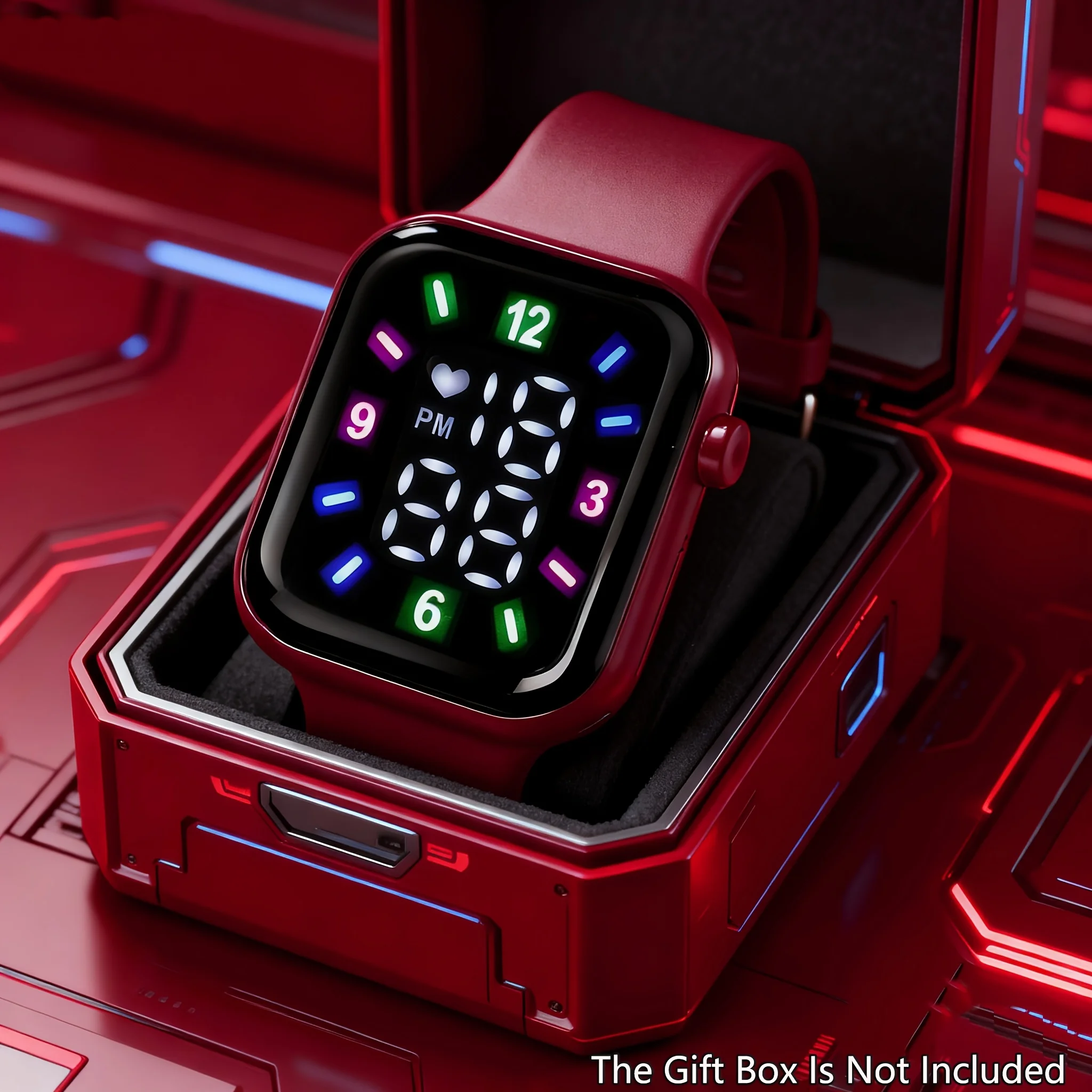 

Женские цифровые электронные часы из 1 часы с функцией даты/время/сигнализации/секундомера — квадратный циферблат, большой аналоговый стиль, 24 часа для