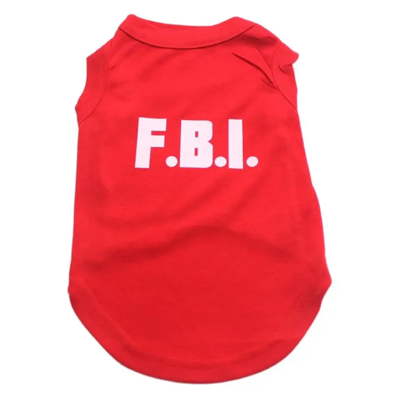 Dog Cat Shirt Vest FBI design Pet Puppy Dress Summer Clothes Home Apperal 4 colours