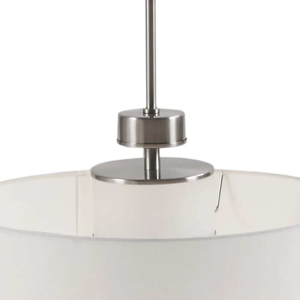 Pacific Metal Pendant with Drum Shade,The metal and glass light diffusers feature silver finishes