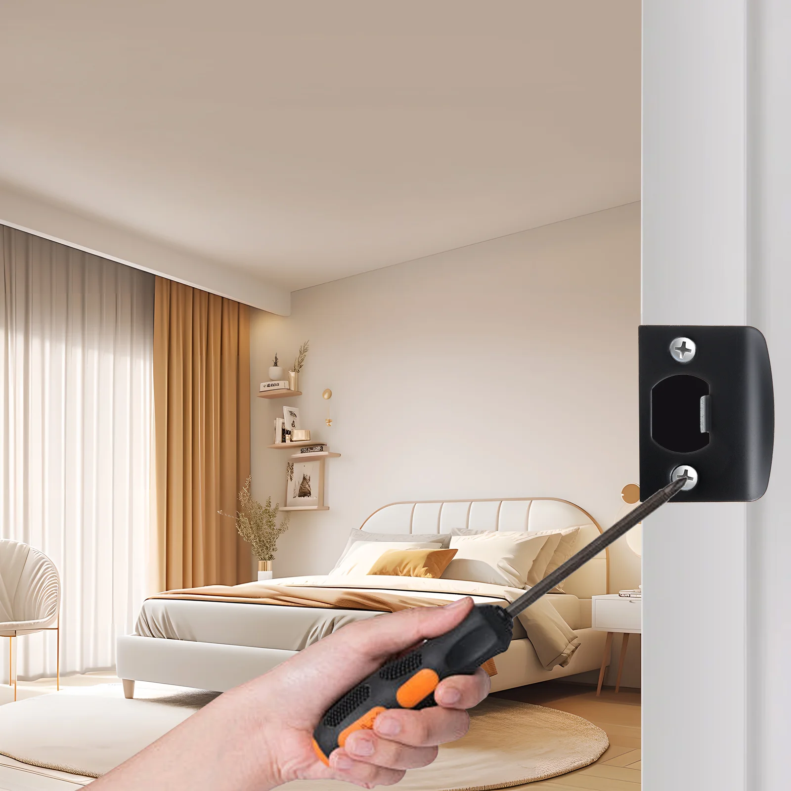 4 Pcs Cam Block Door Reinforcement Plate Gate Square Hole Cover Front Kit Stainless Steel Deadbolt