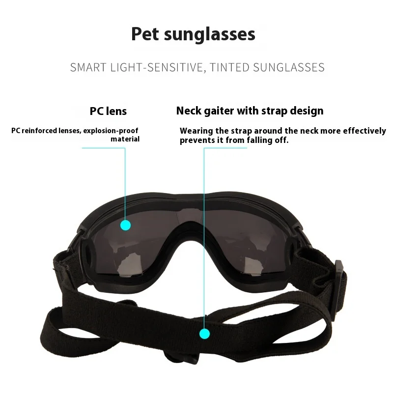 

UV400 Dog Sunglasses for Teddy Schnauzer - Adjustable Strap Windproof Goggles, Cute Pet Eyewear with Sun Protection