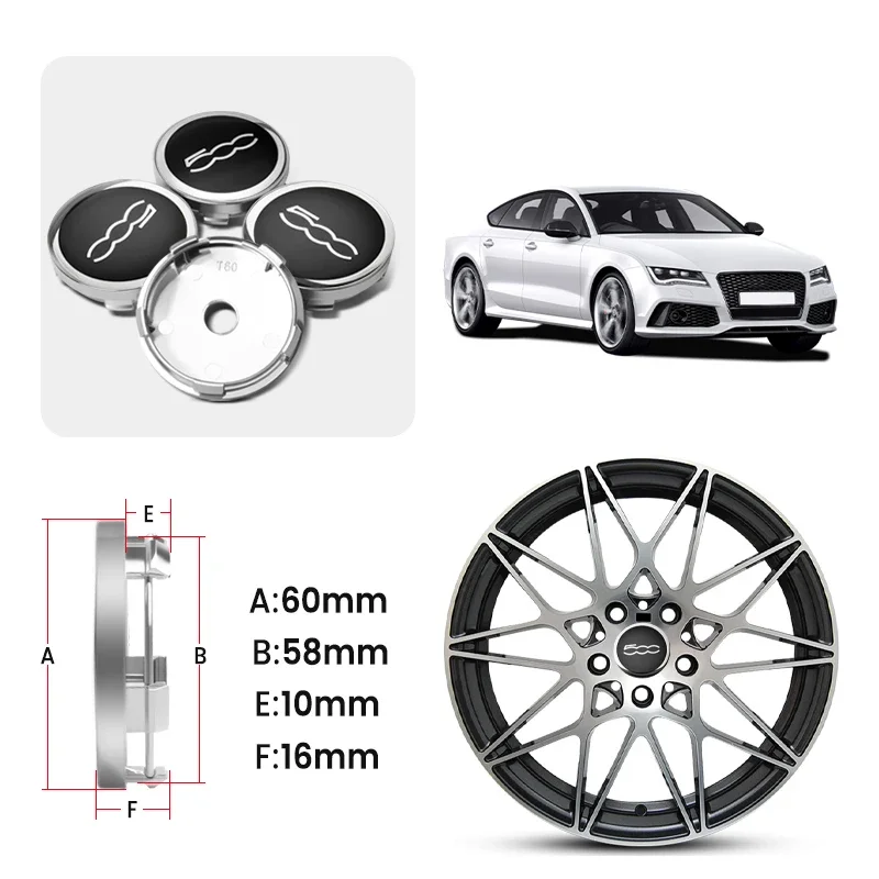 4 шт., 56 мм + 60 мм, центральная крышка ступицы колеса автомобиля, крышка обода, эмблема, наклейки для Fiat 500 500C 500L 500X 595 695 Panda Duacto Pulse Abarth