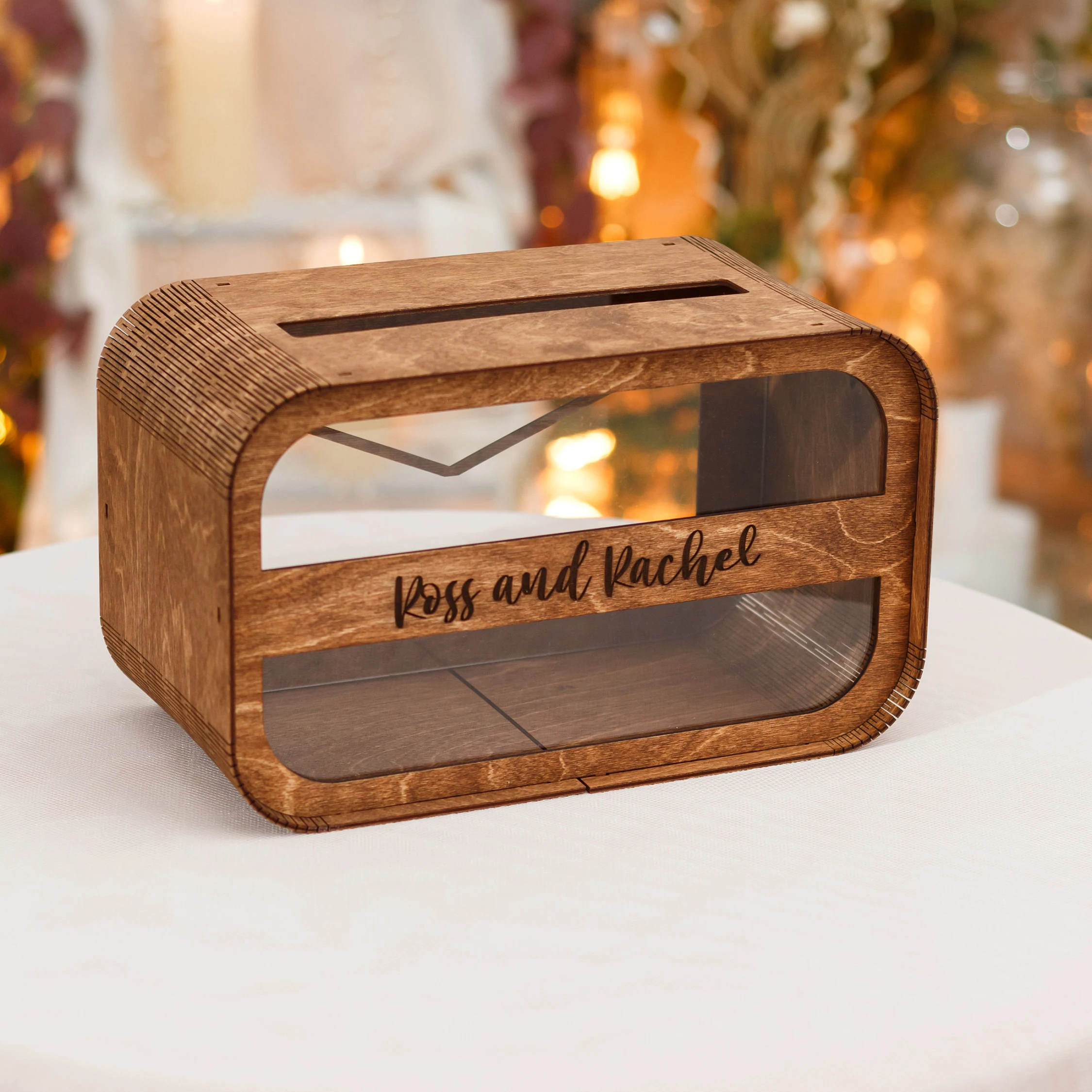 Personalized Wedding Card Box Wooden Envelope Keepsake Box for Guests Custom Money Box for Wedding Gifts Rustic Wedding Decor