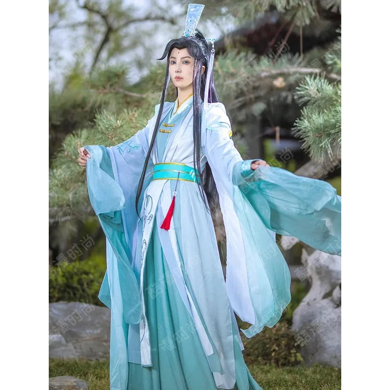 Tian Guan Ci Fu Shi Qingxuan versión de hombre disfraz de Cosplay disfraz antiguo Hanfu traje pelucas zapatos ventilador para mujeres hombres Halloween