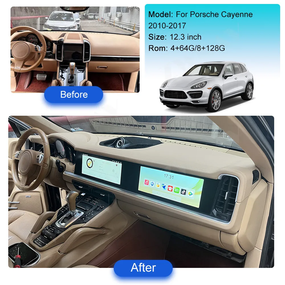 For Porsche Cayenne 958 2010-2017 Upgrade 2024 Android 13 Car radio Multimedia Player Built-in Wireless Carplay And Android Auto