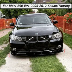 Front Bumper Splitter Lip Diffuser Spoiler Cover For BMW E90 E91 320i 330i 2005-2012 Sedan/Touring Gloss Black/Carbon Look ABS