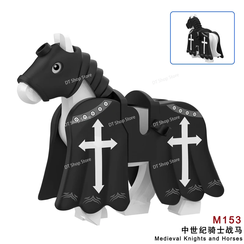 Caballo de guerra militar BR851, accesorios de montaje de caballería antigua, bloques de construcción, modelo de figuras de acción, ladrillos educativos, juguetes para niños