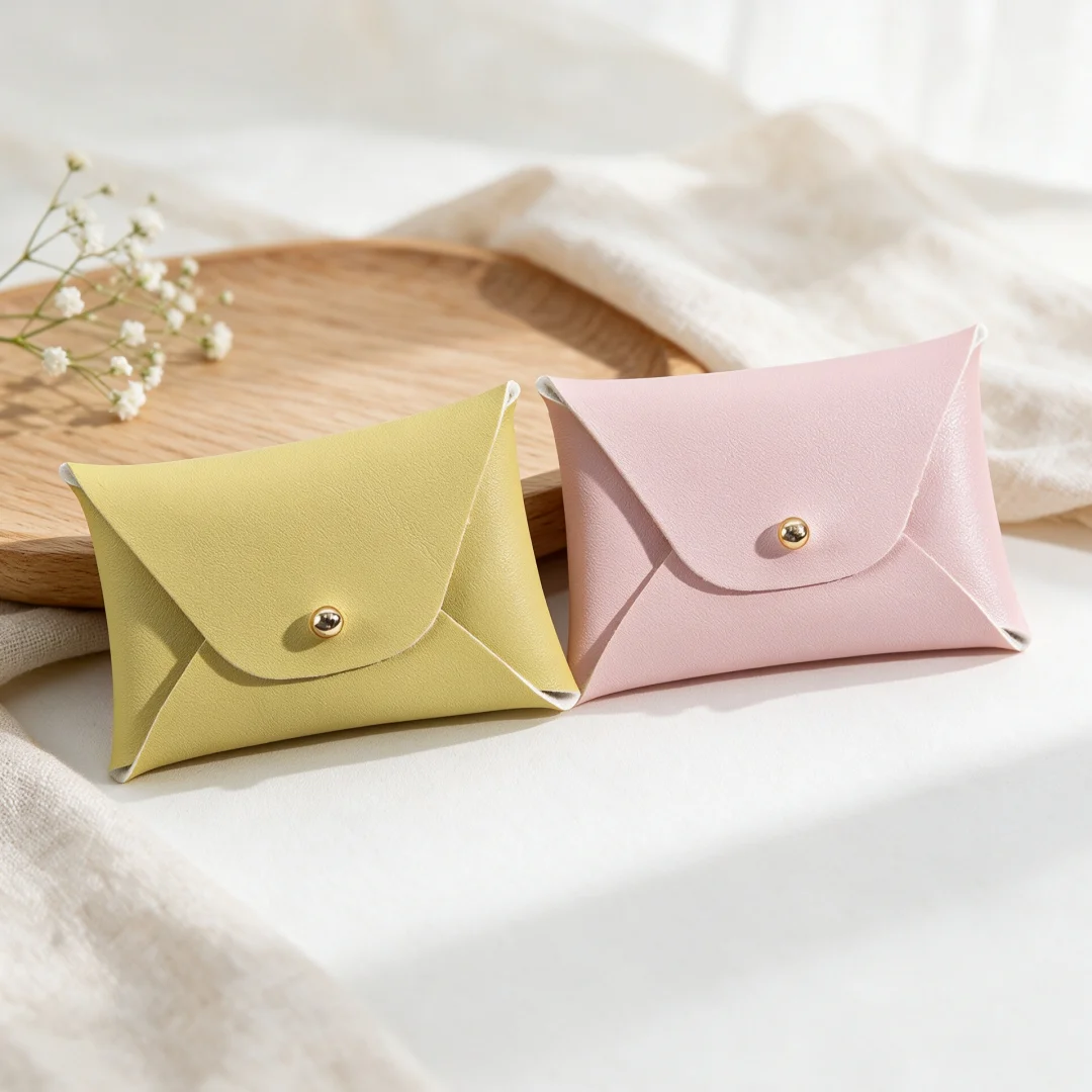 10Pcs Rivet Snap Waterproof Leather Pouches Size 7x5cm Multipurpose Jewelry Organizer Bags for Wedding Favor Candy Storage