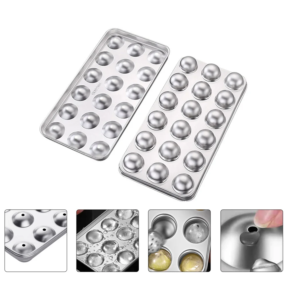 

Stainless Steel Round Ice Cube Tray Easy Use DIY Balls Shape Mold Practical Ice Making Tray for Drinks