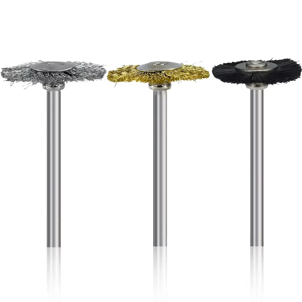 CMCP 10/20 قطعة مجموعة فرش عجلة الأسلاك 22 مللي متر أدوات تلميع النحاس/الصلب/النايلون 3.0 مللي متر عرقوب لملحقات دريمل أداة دوارة #5