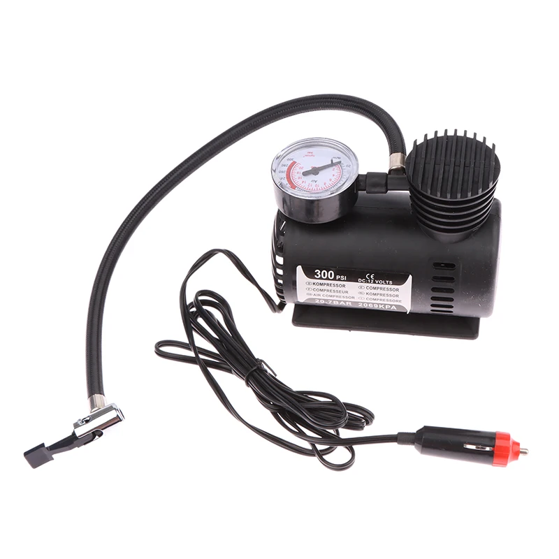 Portable 12V 300psi Mini Air Compressor Pump Tire Tyre Inflator 15LPM Quickly Inflate Car Tyre Inflator Auto Pump Set