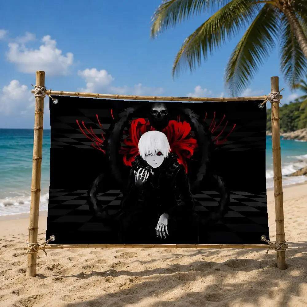 Tokyo Ghoul Dark Fantasy Flags Room Bedroom Home Outdoor Wall Hanging Concert Printed Background Decoration Art Banne