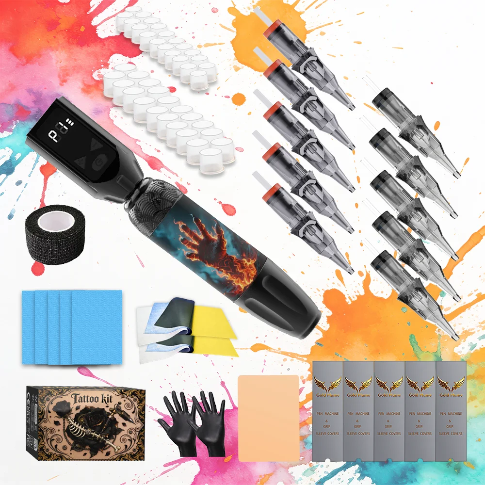 

Tattoo Tools Valentine's Day Gift Box Set - Goldplume Wireless Tattoo Machine, Includes Tattoo Power Supply and 10 Tattoo Needles, Tattoo Supplies Suitable for Beginners.