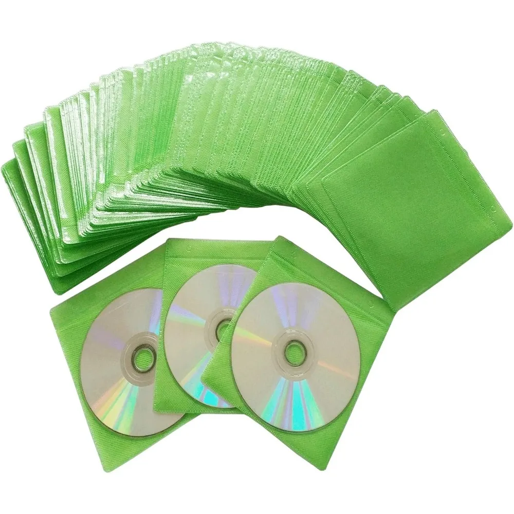 

100 Pack Premium CD DVD Sleeves,Thick Non-Woven Material Double-Sided Refill Plastic Sleeve for CD and DVD Storage Binders Disc