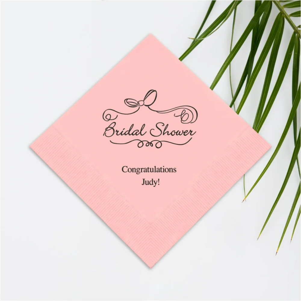 

50 Pcs Bridal Shower Personalized Napkins - Foil Printed Paper Napkins - Cocktail Napkins - Luncheon Napkins - Dinner Napkins