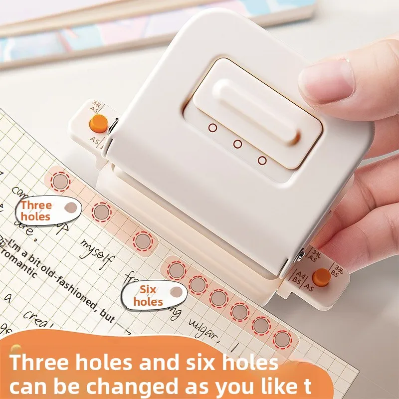 Hole Punch Six-hole Perforation Machine Loose-leaf Book A4 Paper Punching Handbook Puncher