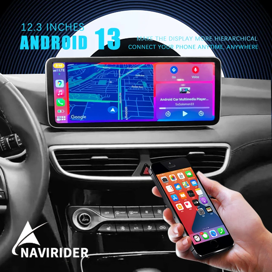 NaviRider 12.3''  Android 14 IPS Screen Car Music Stereo For HYUNDAI TUCSON IX35 2018-2020 GPS Navig Multimedia Video Speaker