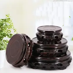 Ebony Wood Carved Base Vase Base Bracket Stone Teapot Bonsai Flower Pot Incense Burner Buddha Wooden Pedestal Crafts Home Decor