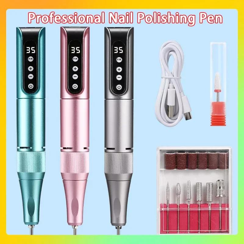

Portable Manicure Drill Salon Tool 35000RPM Wireless Nail Drill Pen USB Nail File Polishing Pen Rechargeable Nail Drill Machine