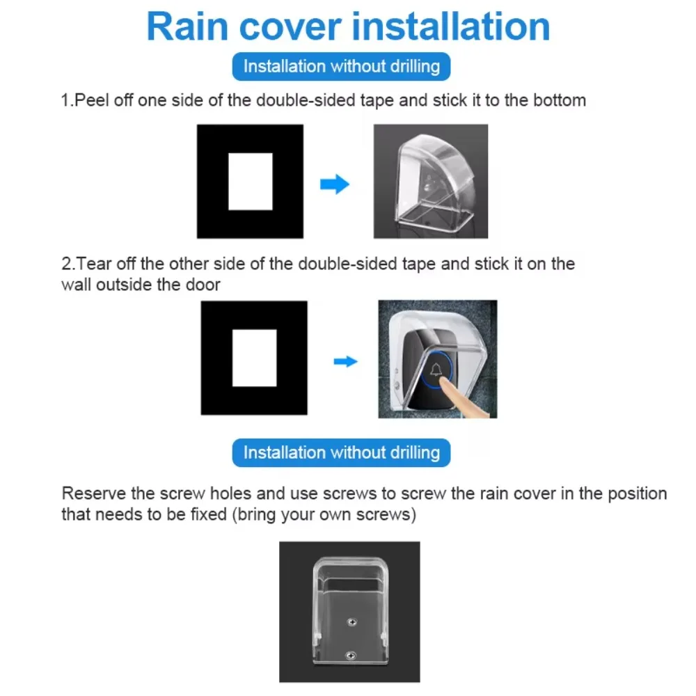 

New Waterproof Wireless Doorbell Cover Dustproof Rain Cover Electric Plug Cover Transparent Bell Button Protector for Home