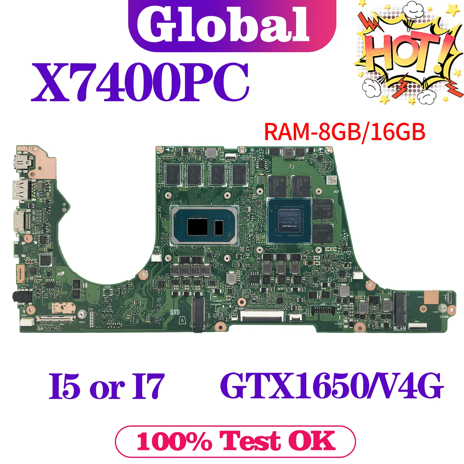 Imagem -02 - Placa-mãe do Portátil Mainboard X7400pc N7600pc X7600pc X3500pc X3500pc X3500pa X3500ph V3500p X3400pc X3400pa K3500pc X3400ph K3500pc X3400ph