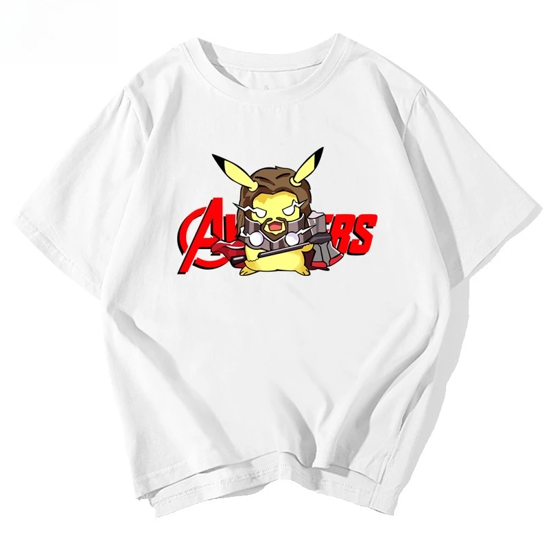 

Raytheon Joint Pikachu Short-sleeved T-shirt for Boys and Girls Fun Half-sleeved T-shirt on Clothes Sports Casual Short Sleeves