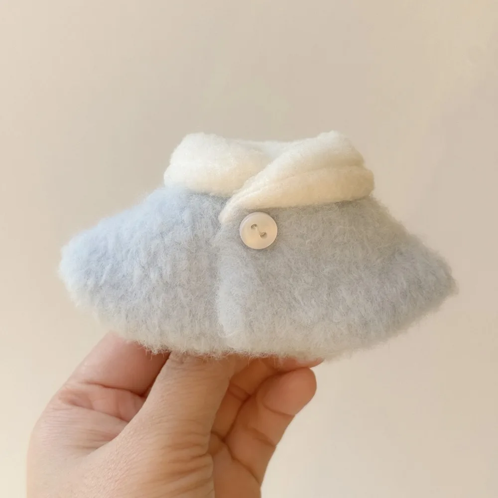 Macaron Outfit Doll Clothes Cotton Stuffed Doll Doll Dress Up Accessory Fur Cloak Coat Checkered for 10~15cm Doll