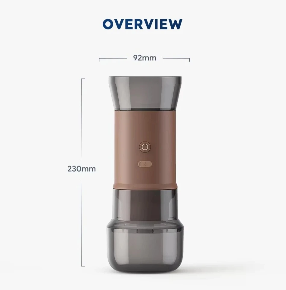 

Перезаряжаемая портативная электрическая кофемолка, жернова для измельчения кофе, алюминиевая кофеварка из нержавеющей стали, настенная машина