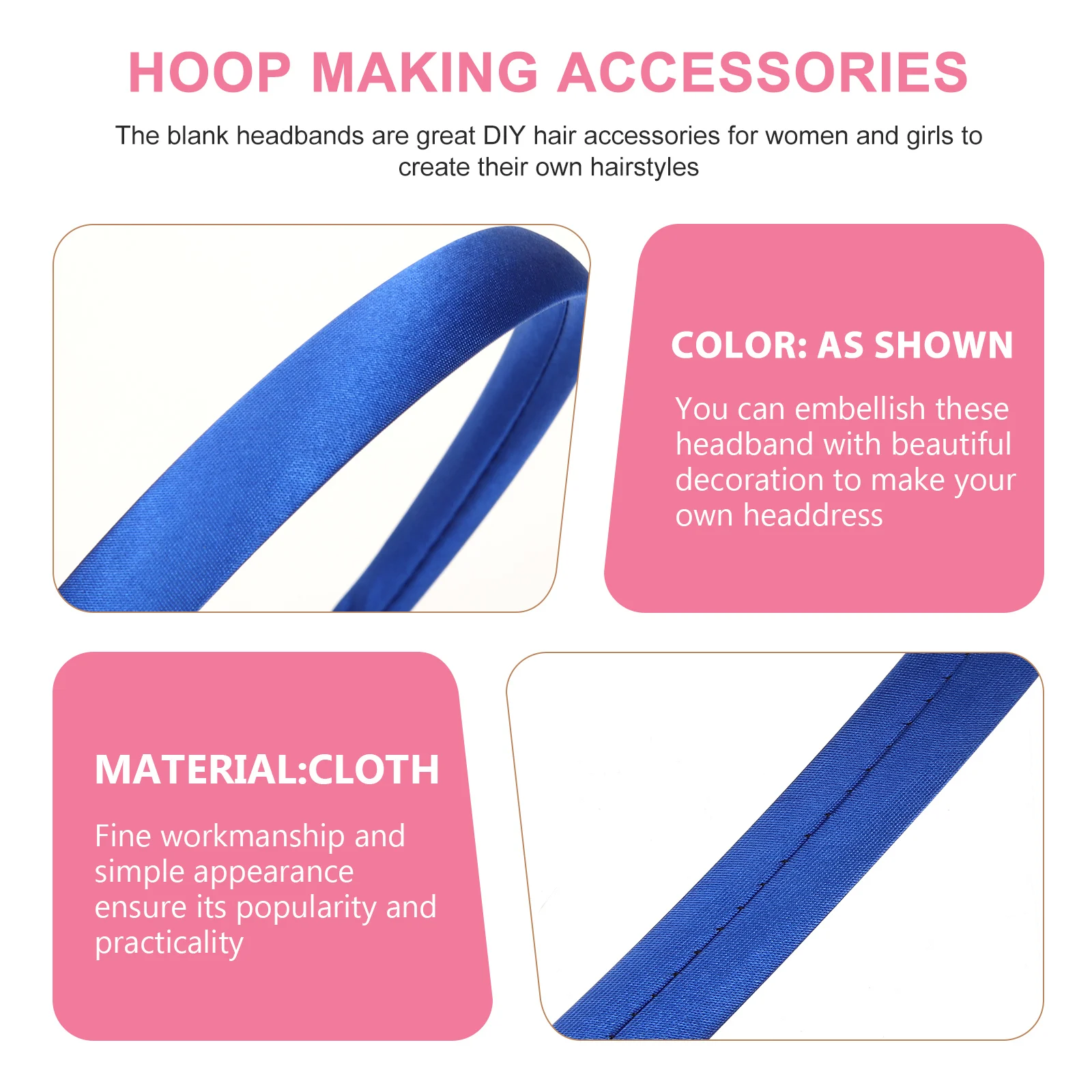 

12pcs Plain Headbands For Diy Hair Hoop Craft Unfinished Women Headband Making Accessories No Teeth Cloth Covered