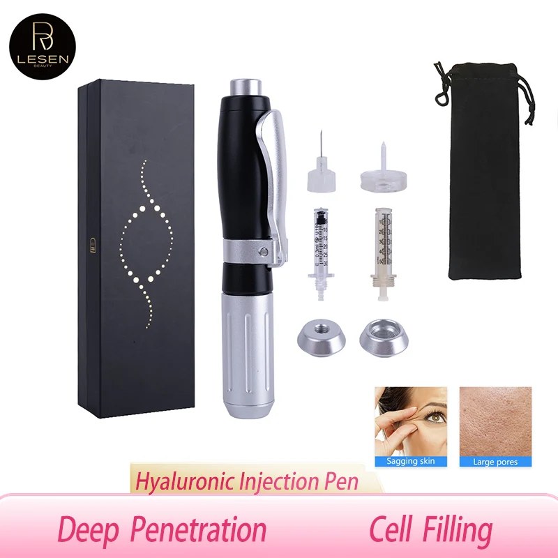 Black Silver 0.3 ML Pressurized Pen High Pressure Hyaluronic Acid Pen Filler Atomizer Anti-Aging Lips Facial Hyaluronic Acid Gun