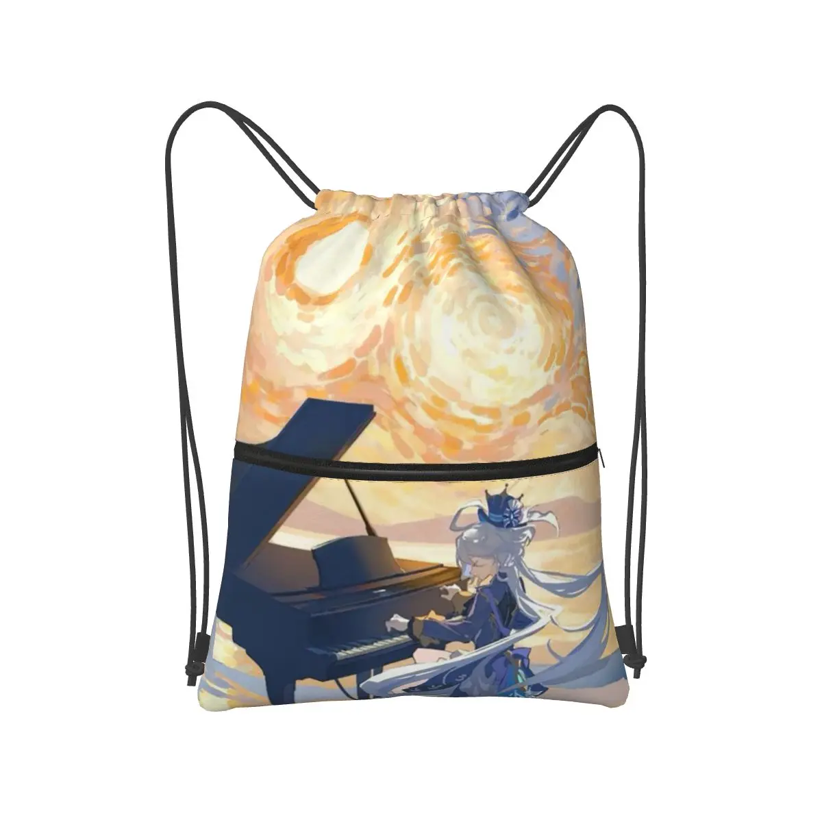 

Furina Genshin Impact Game Backpacks Portable Drawstring Bags Sundries Bag Book Bags for Travel School