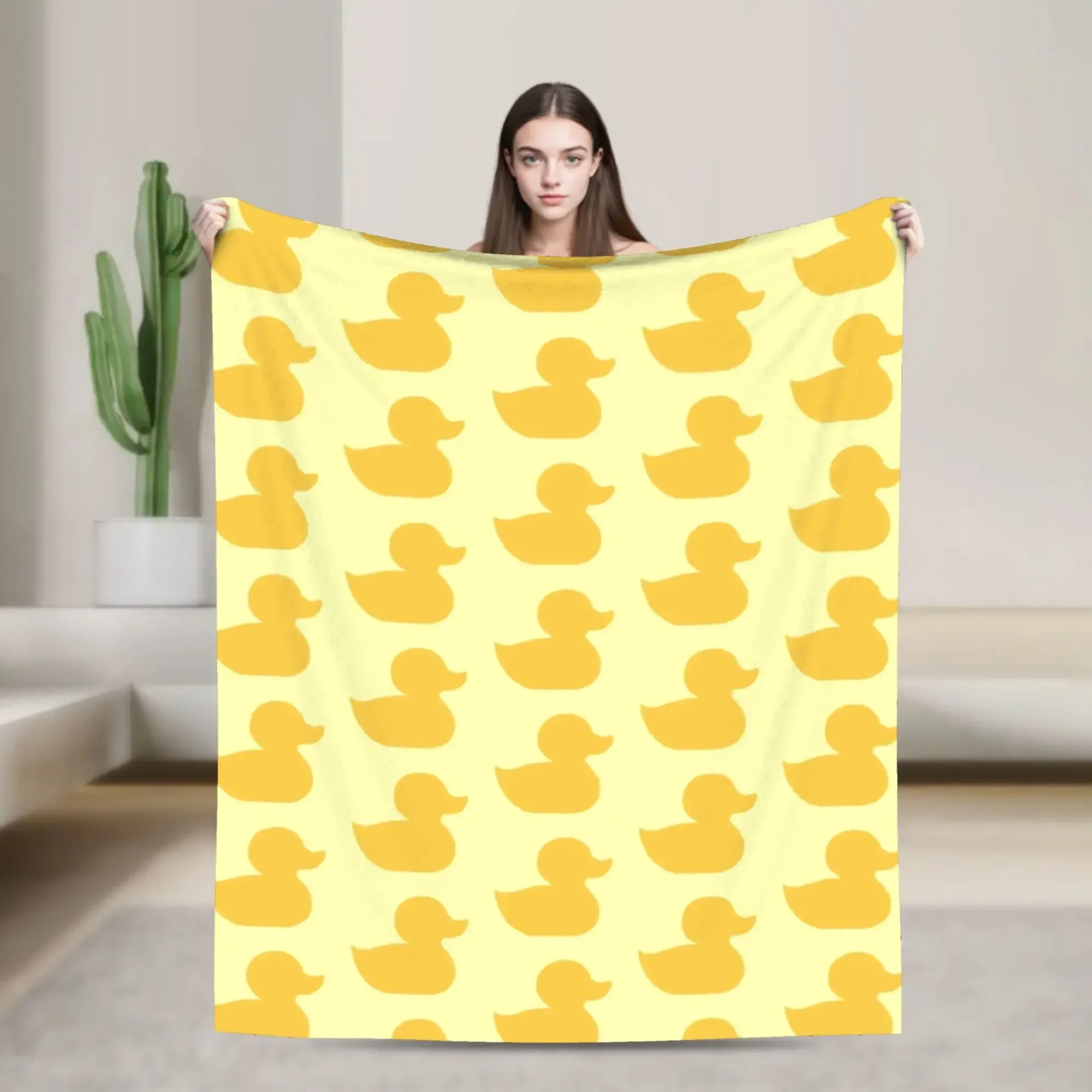 Cozy Yellow Rubber Duck Plush Throw Blanket Warm Soft Flannel for Couch Chair Sofa Bed Custom DIY Quality for Boys Girls