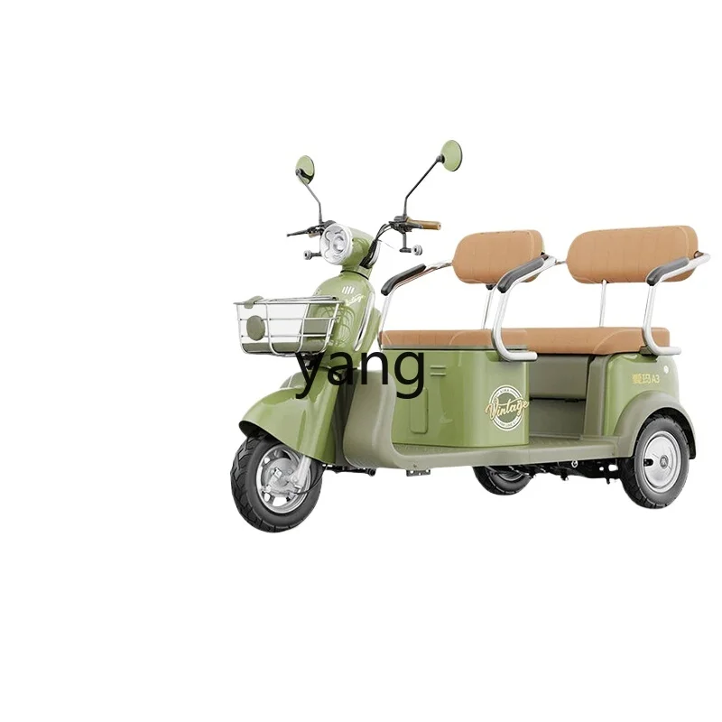 

YJQ electric tricycle double-row three-wheeled battery car for the elderly to pick up and drop off children