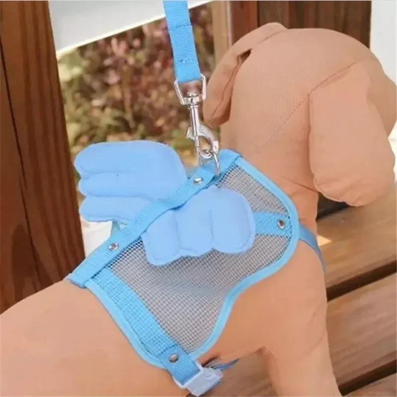 Adorable Comfort Cat & Dog Pet Safety Walking Vest Harness Matching Lead Leash Angel Wings Costume