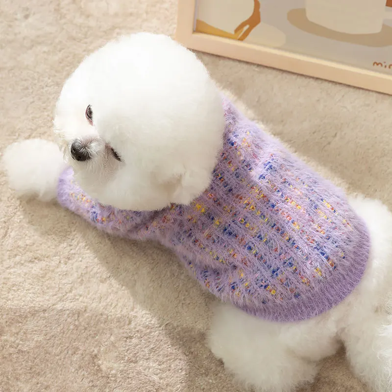 Puppy Dog Imitation Mink Fleece Sweater Teddy Warm Knit Cat Two Legged Clothing Love Button Pet Cardigan XS-XL