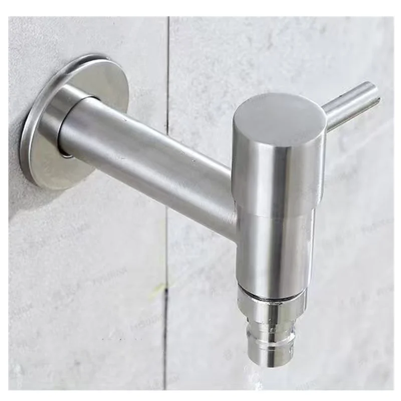 

Brushed Garden Faucet Outdoor304 Stainless Steel Wall Mounted Bibcock Garden Wash Basin Mop Lengthen Faucet Garden