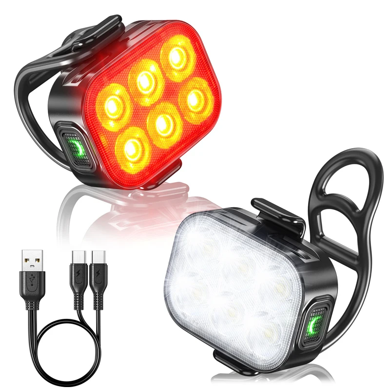 Bike light set USB charging mountain helmet road bike headlight taillight set