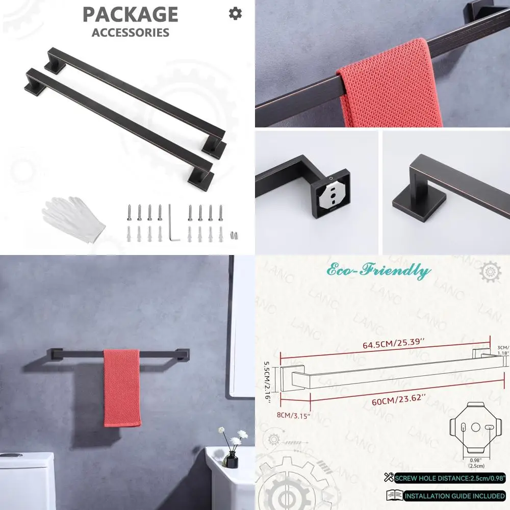 

Набор для ванной комнаты: 24-дюймовая настенная вешалка для полотенец из нержавеющей стали с покрытием под бронзу, одинарный держатель для полотенец