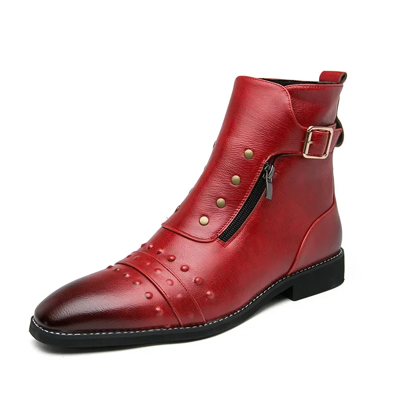 Stivali Chelsea in stile britannico per uomo Ankel Boot stivali da Cowboy retrò scarpe eleganti da lavoro Antumn Bota Masculina scarpe in pelle crosta