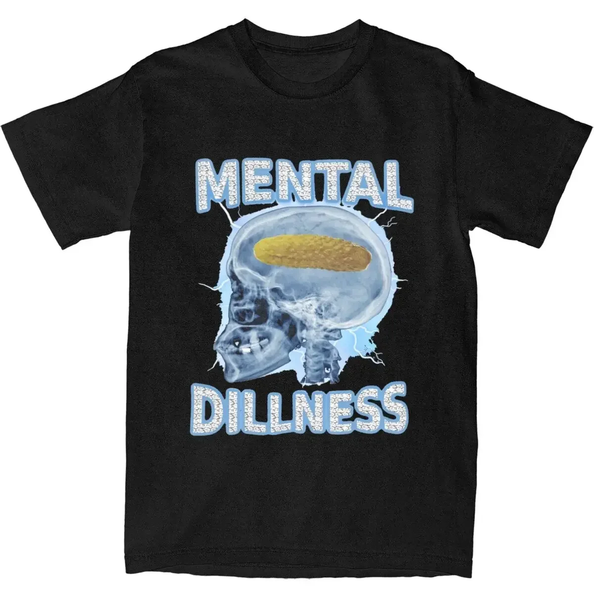 Arrival fashion Mental Dillness Funny Mental Health Skull Meme T Shirts Merch Dill Pickle Meme Pure Cotton T-shirt Clothes Tees