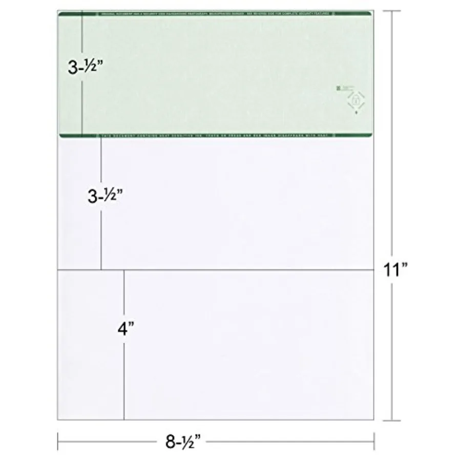 Green Computer Checks on Top - Custom Laser Business Checks Compatible with QB Accounting Software 1000