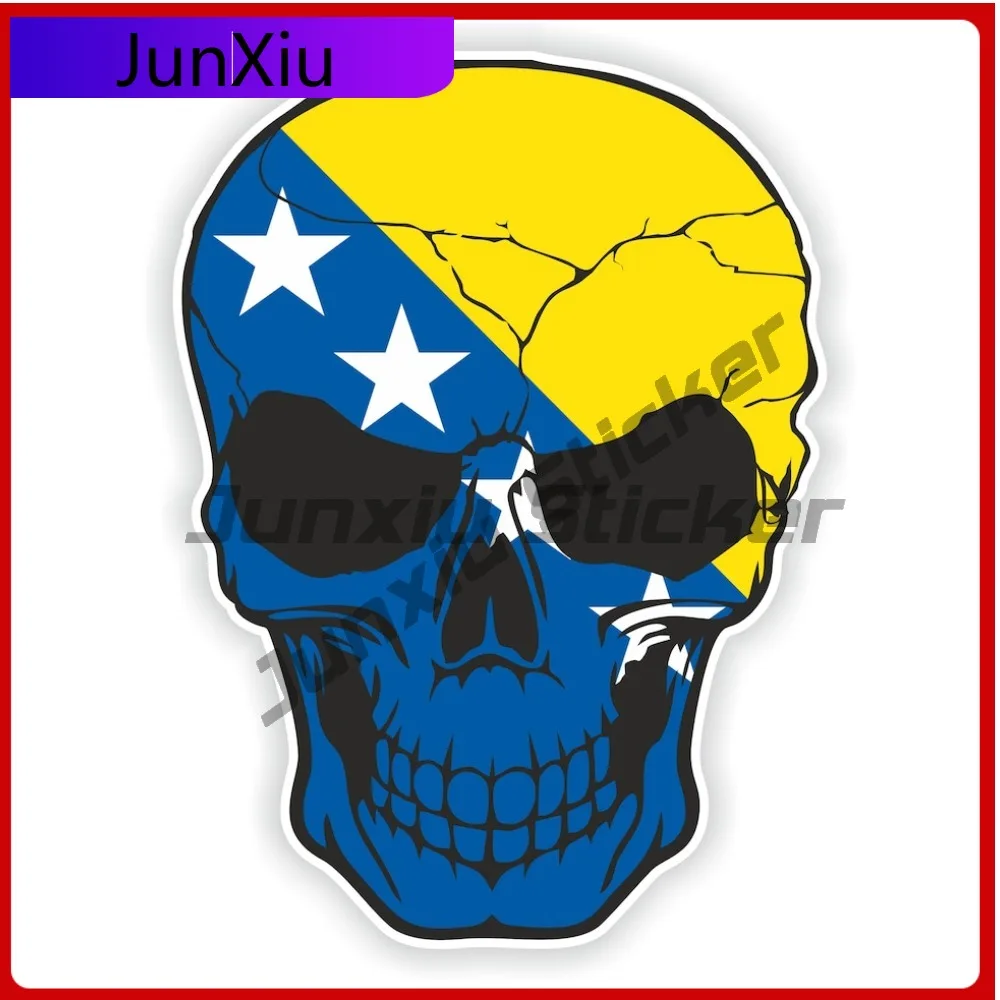 

Bosnia Skull Sticker With Flag Anti Scratch Decals Decorative Custom Decals Waterproof Stickers Rv Car Suv Window Bumper Moto Sc