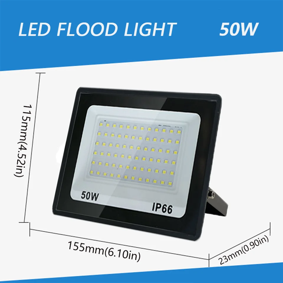 NONE LED-Flutlicht, IP66, wasserdicht, AC220 V, 10 W, 20 W, 30 W, 50 W, 100 W, 150 W, 200 W, 300 W, Strahler, Garten, Straße, Tor, Wandfluter im Freien 6