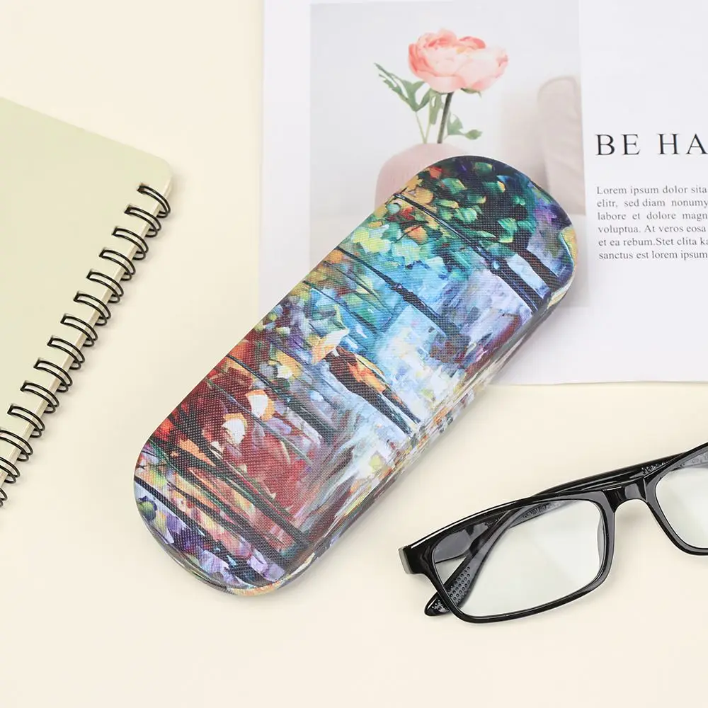 Ölgemälde Kunst Brille Fall Box Hart leder Lesebrille Fall Retro Unisex Blumen druck Brillen schutz Brillen halter – Detail 3
